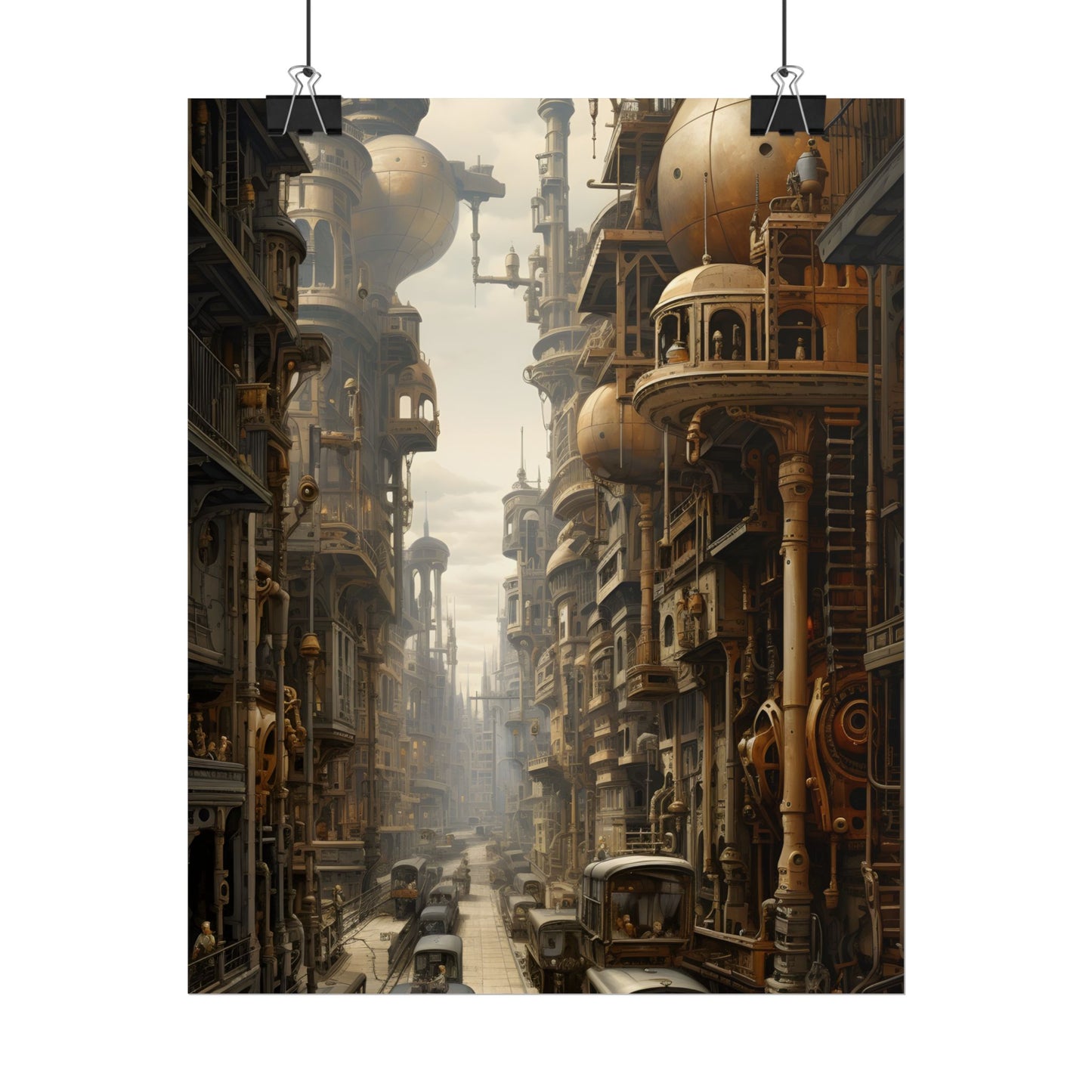 Steampunk Cityscape: A Glimpse into Jules Verne's Paris - Poster