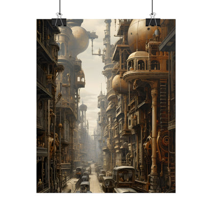 Steampunk Cityscape: A Glimpse into Jules Verne's Paris - Poster