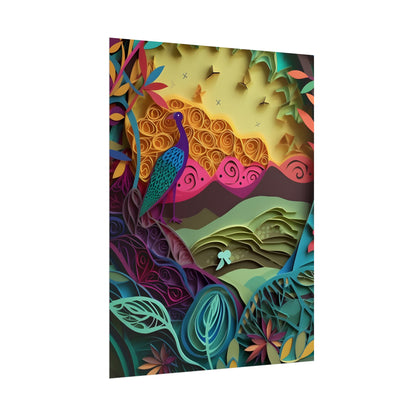 Vibrant Indian Quilling Art: Traditional Landscape Decoration - Poster