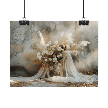 Whimsical Floral Bloom: Pampas Grass Artwork - Poster