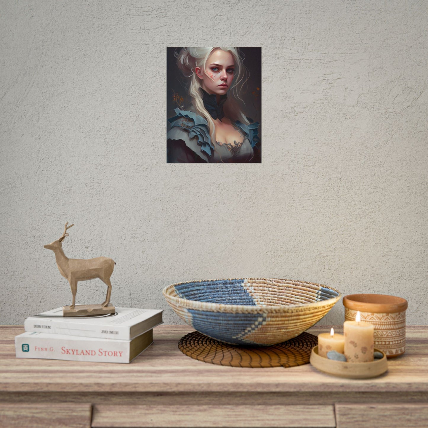 Blonde Profile Portrait: Simple Daylight Dress Art - Poster