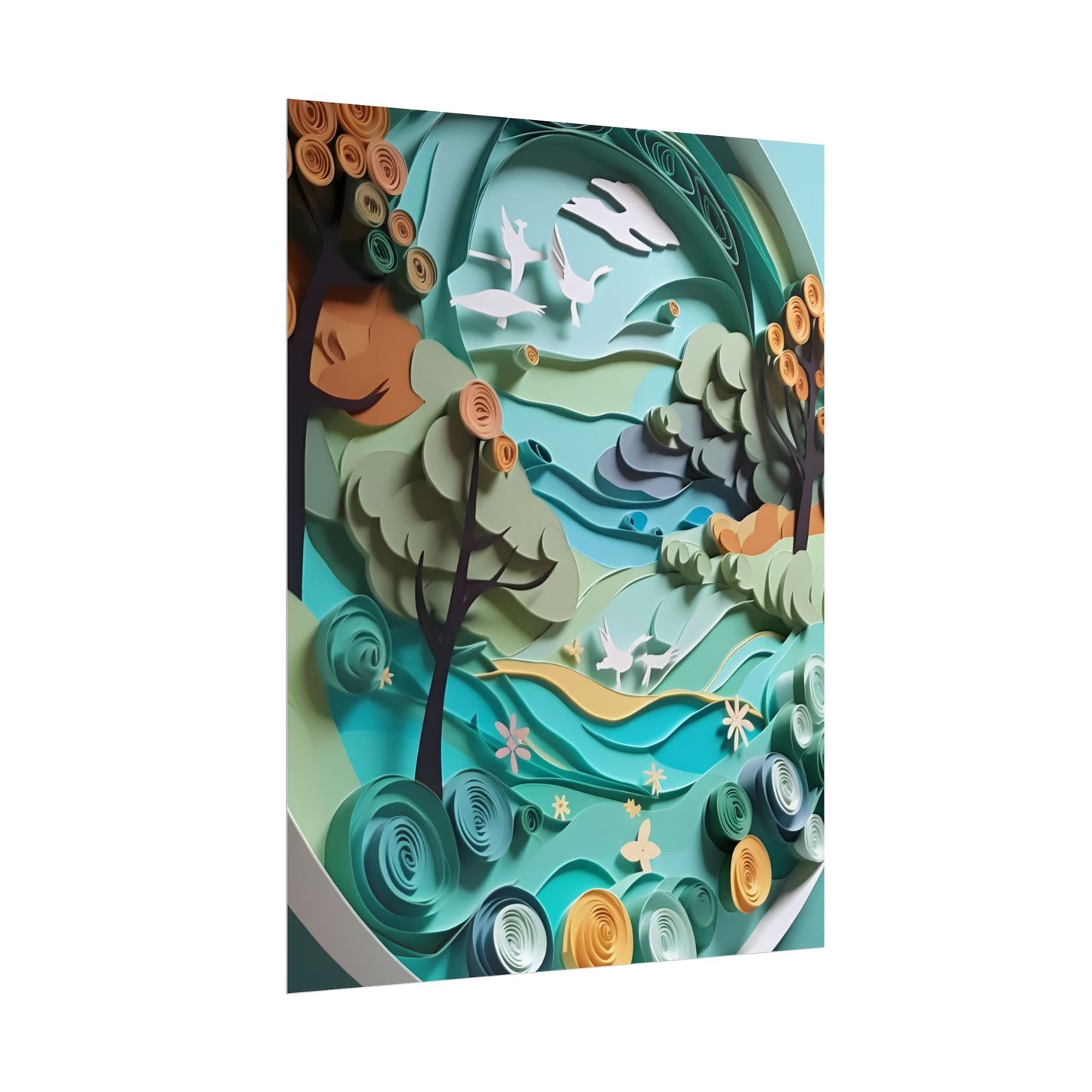 Eye-Catching Beach Landscape: Paper Quilling Art - Poster