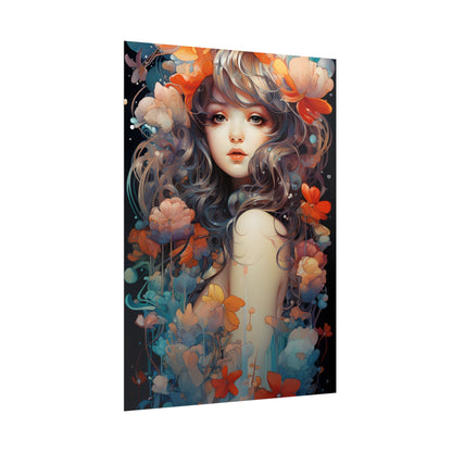 Peaceful River Garden: A Tranquil Landscape with Roses - Poster