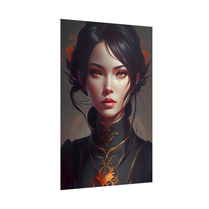 Realistic Female Portrait in Elegant Dress - Poster