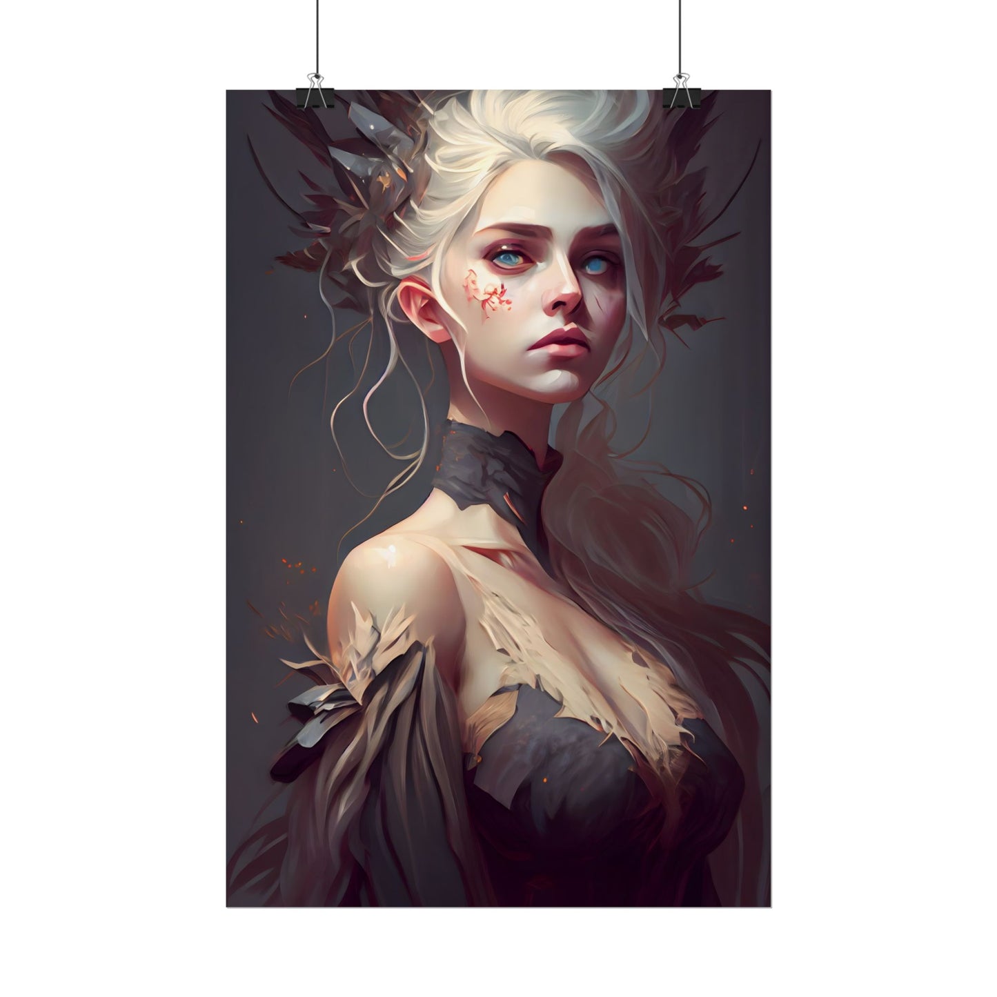 Elegant Blonde Portrait: Outdoor Woman in Dress - Poster