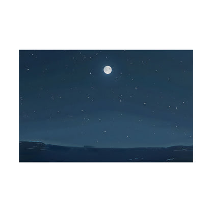 Starry Night Sky: Minimalist Beauty in Blue - Poster