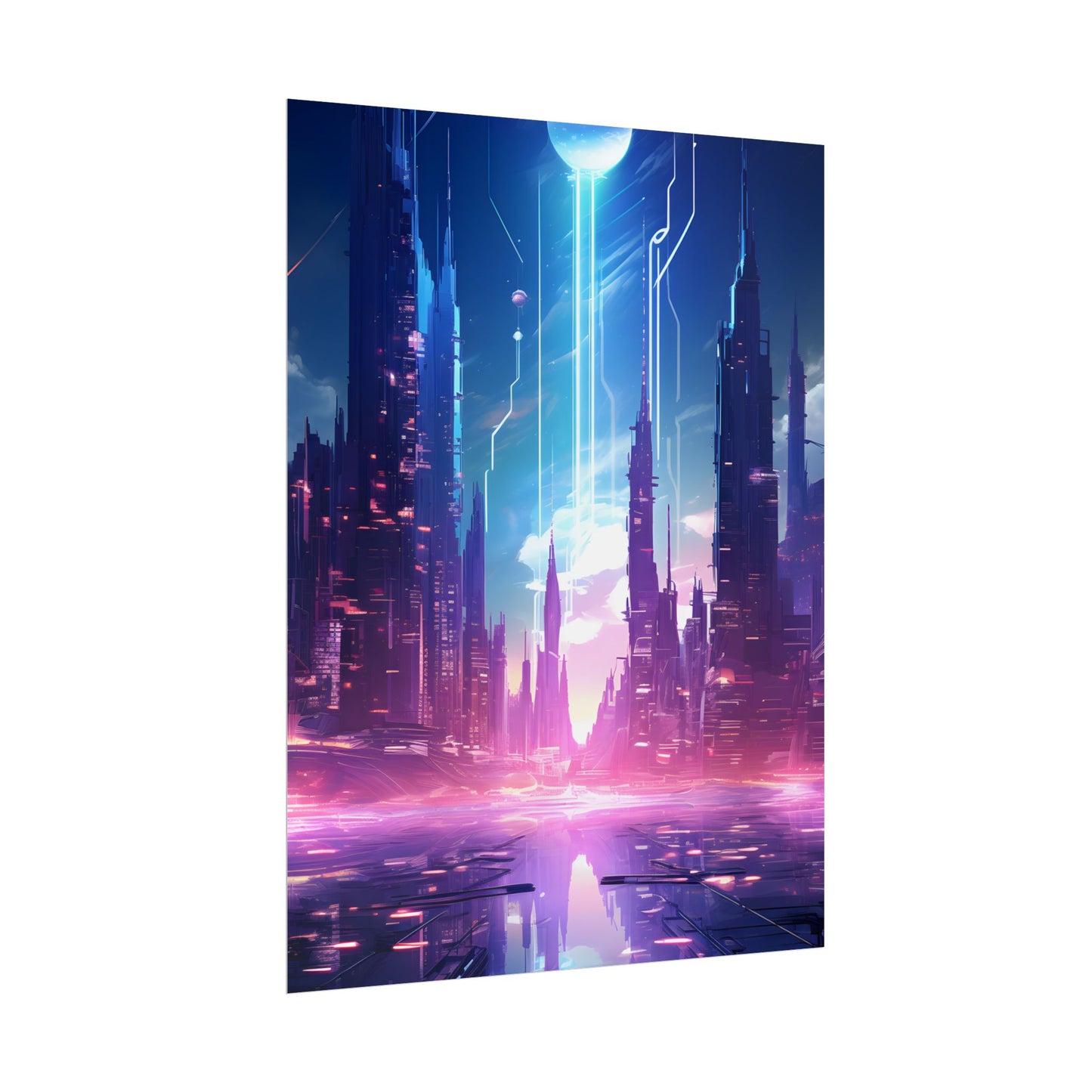 Futuristic Cityscape: Cyberpunk Dreams in a Dystopian World - Poster