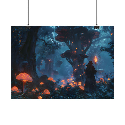 Mystical Forest Encounter: Vibrant Witch Artwork - Poster