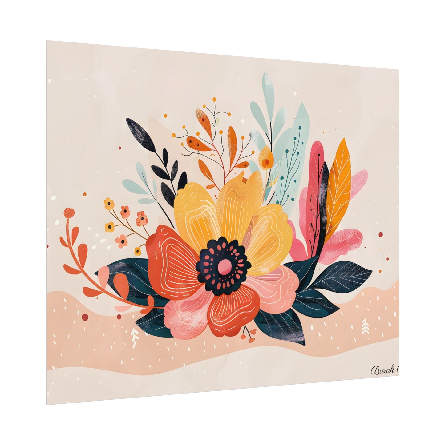 Blooming Growth: Vibrant Flower Artwork - Poster