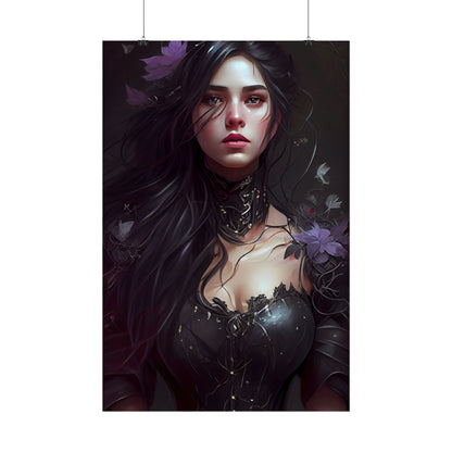 Striking Woman Portrait: Black Hair Artwork - Poster
