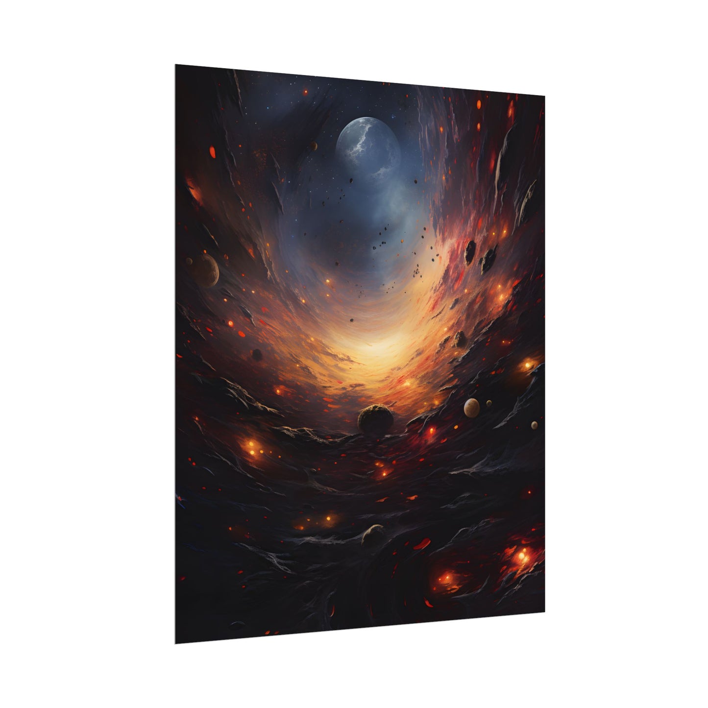 Cosmic Orbit: Six Planets Swirl Around a Black Hole - Poster