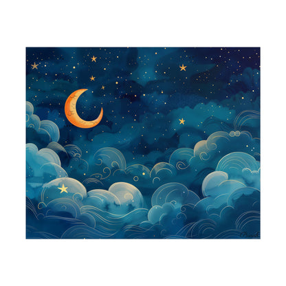 Whimsical Dreamy Night Sky: Small Town Illuminated by Pastel Stars - Poster