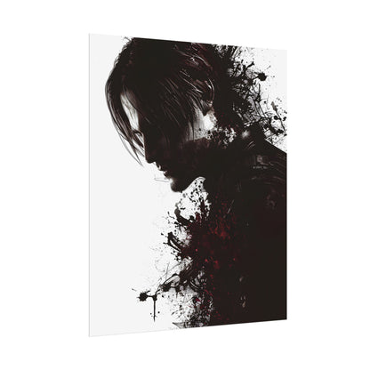 Emerging from Darkness: Blood-Splattered Figure Digital Art - Poster