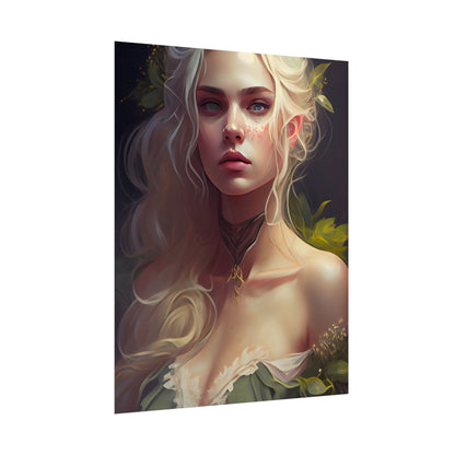 Detailed Blonde Female Portrait: Red Top Artwork - Poster