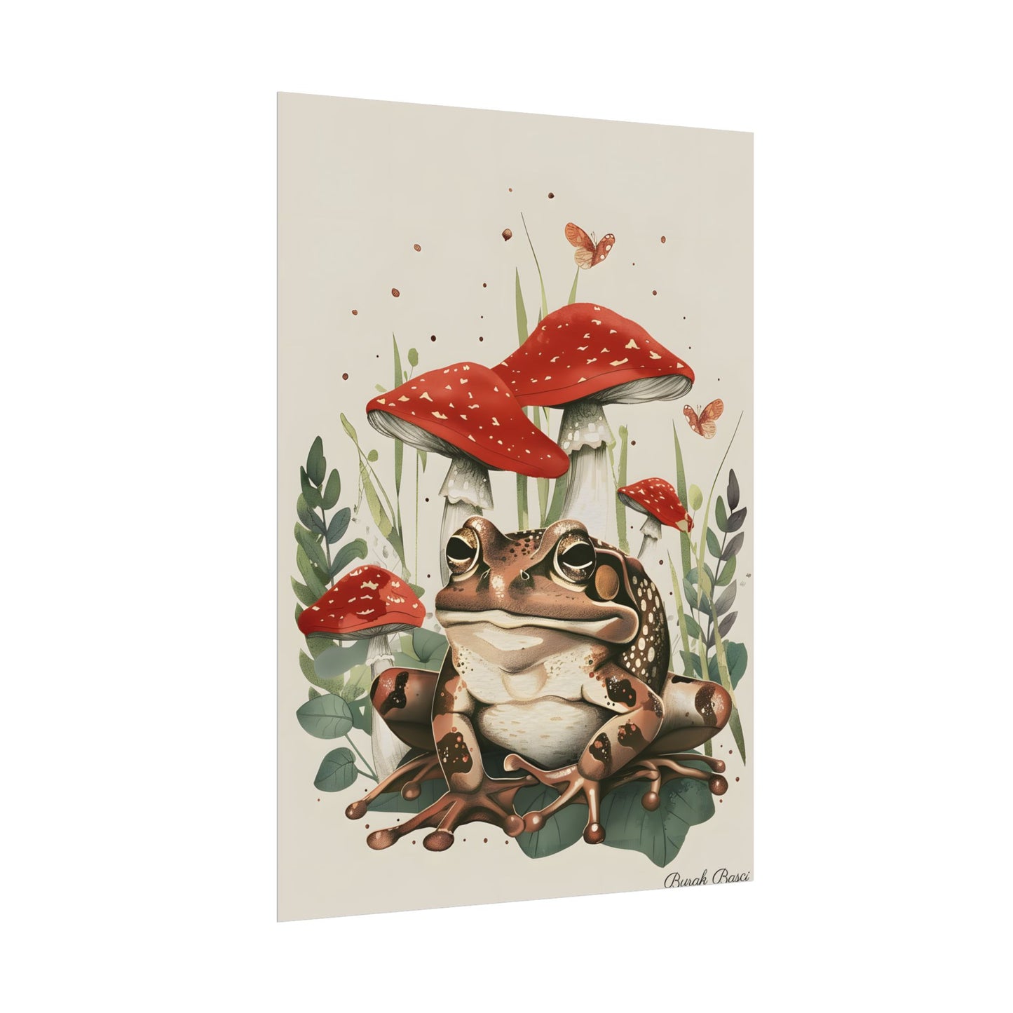 Retro Frog Smile: Colorful Mushroom Friends - Poster