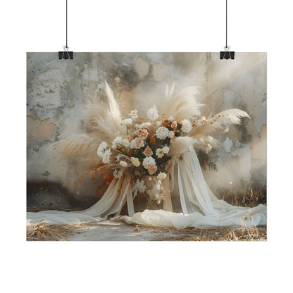Whimsical Floral Bloom: Pampas Grass Artwork - Poster