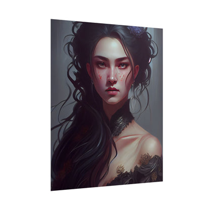 Astonishing Female Portrait: Dr. Black Hair Elegance - Poster