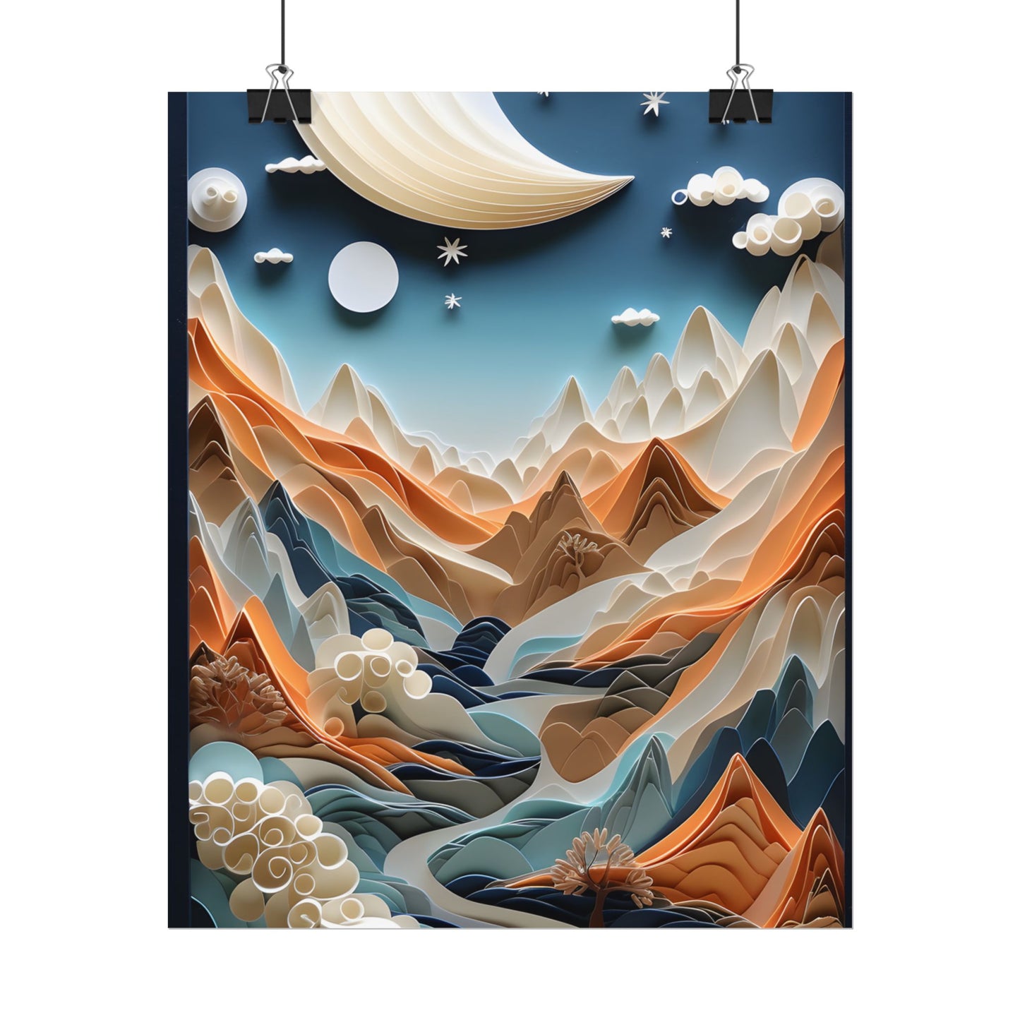 Vibrant European Quilled Landscape: Intricate Paper Art - Poster