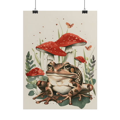 Retro Frog Smile: Colorful Mushroom Friends - Poster