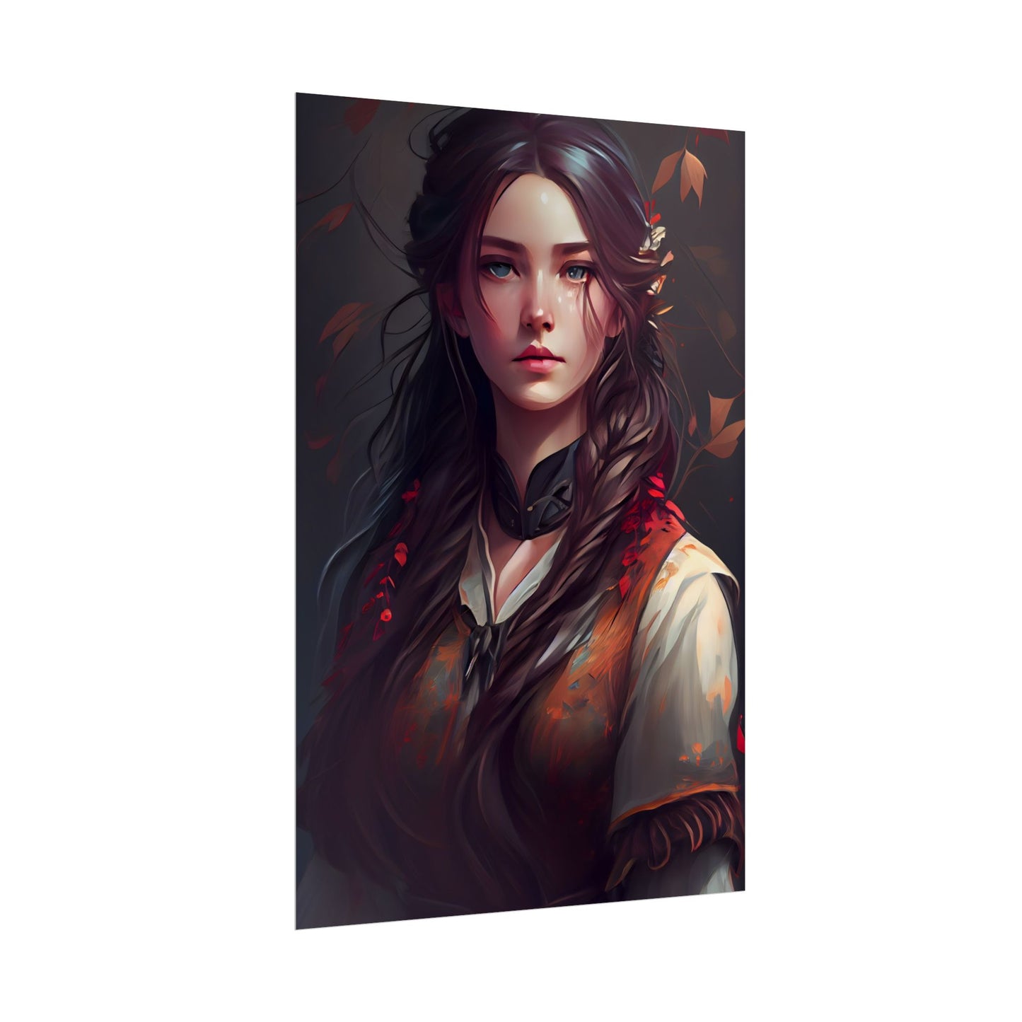 Vibrant Portrait: Brown Hair, Green Eyes Artwork - Poster