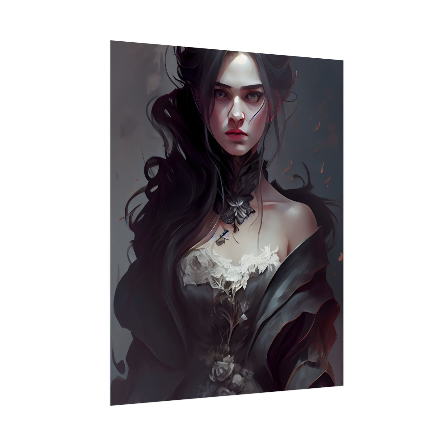 Black Haired Female Portrait: Elegant Outdoor Beauty - Poster