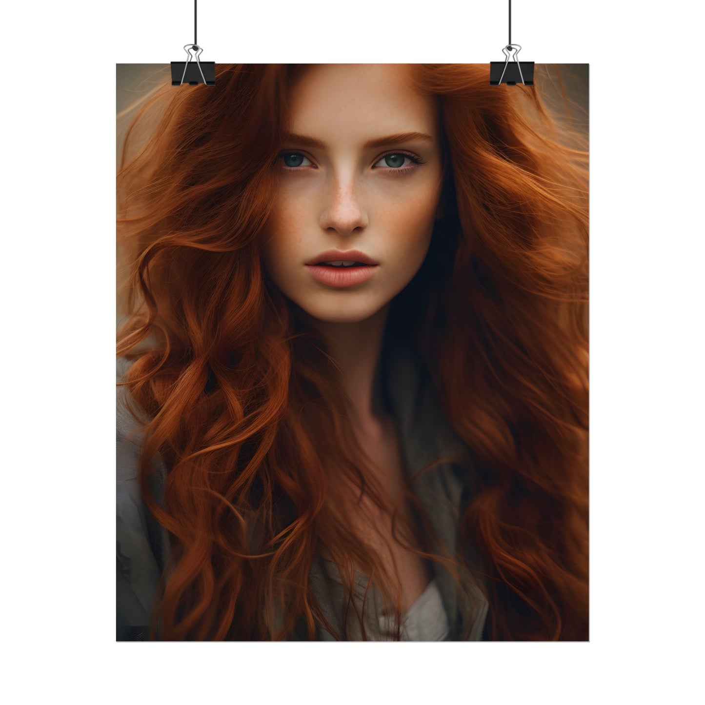 Gorgeous Redhead Woman: Natural Beauty Artwork - Poster