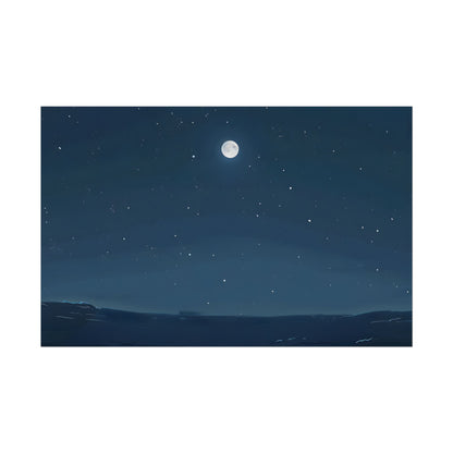 Starry Night Sky: Minimalist Beauty in Blue - Poster