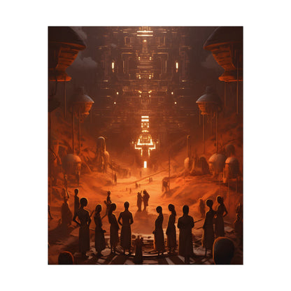 Vibrant Futuristic Tribal Gathering: Digital Art - Poster