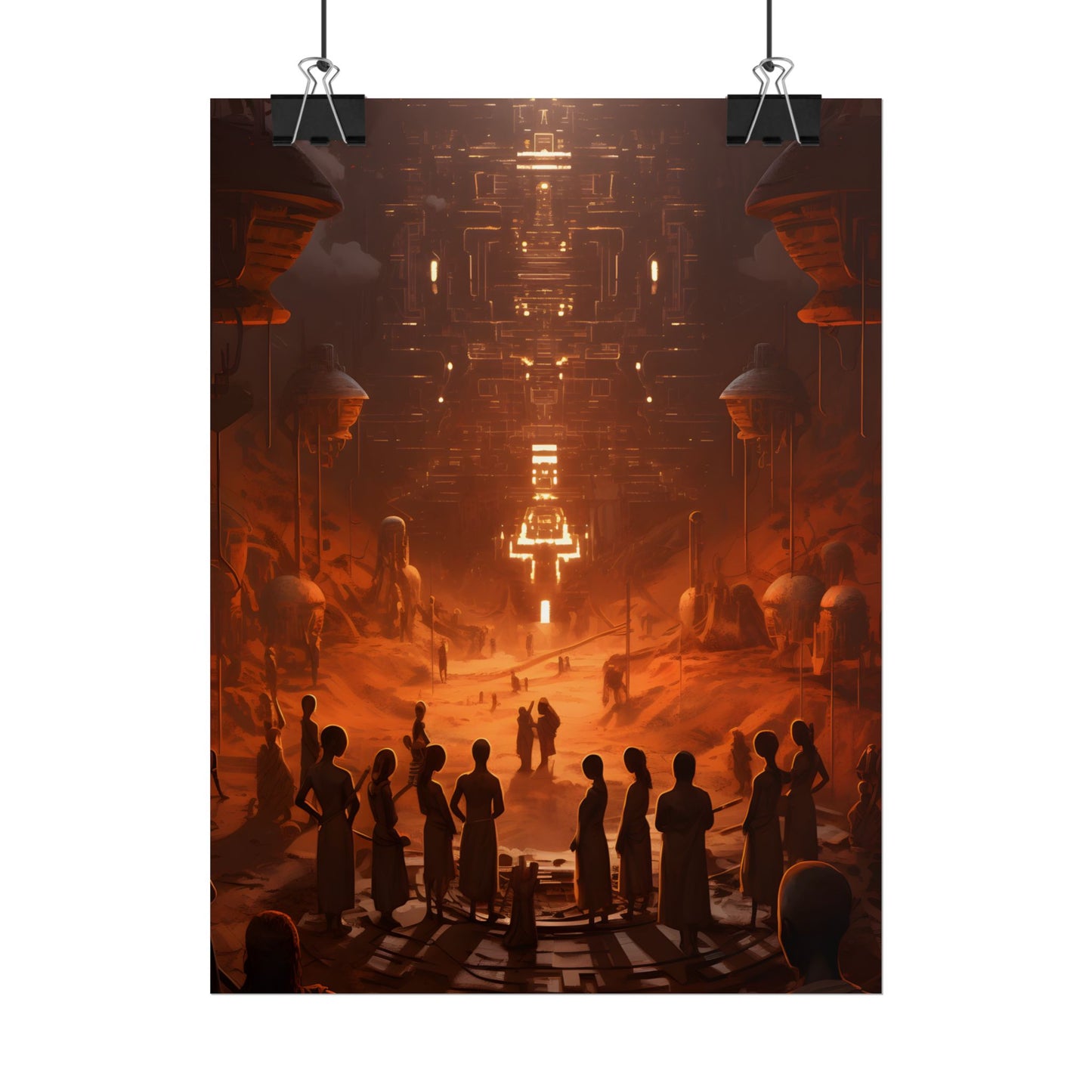 Vibrant Futuristic Tribal Gathering: Digital Art - Poster