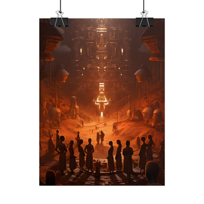 Vibrant Futuristic Tribal Gathering: Digital Art - Poster