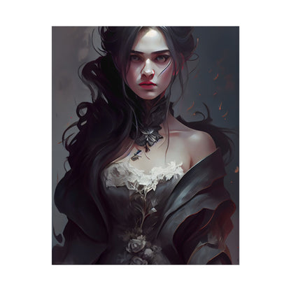 Black Haired Female Portrait: Elegant Outdoor Beauty - Poster