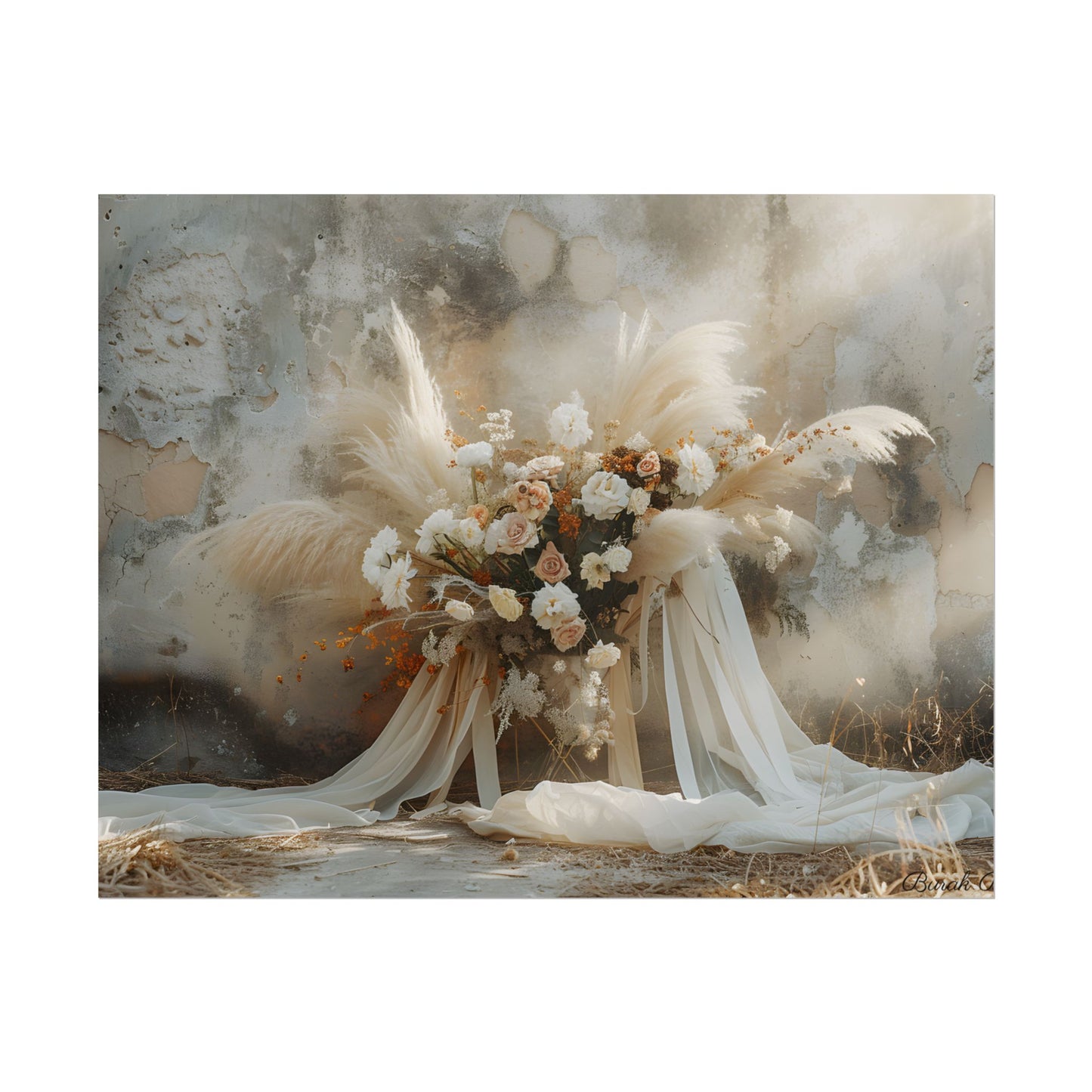 Whimsical Floral Bloom: Pampas Grass Artwork - Poster