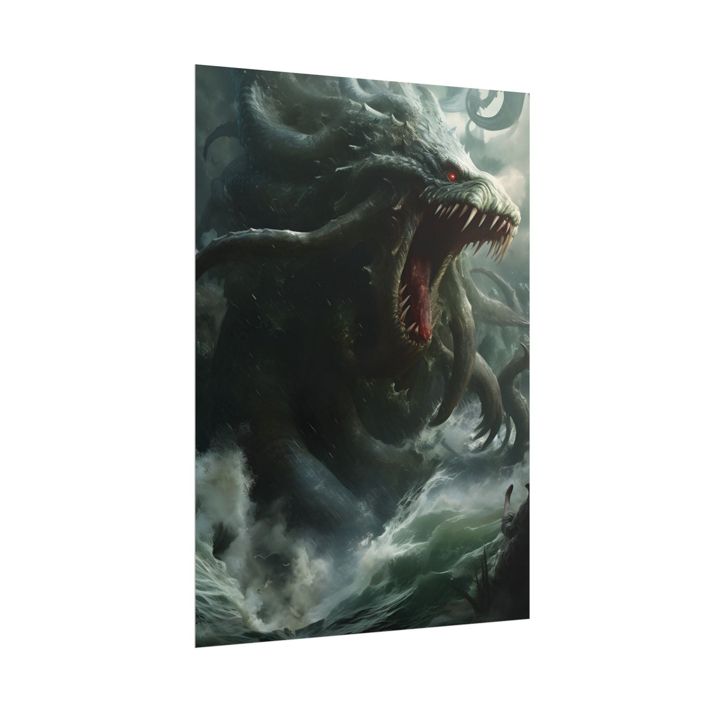 Mythic Ocean Terror: Ancient Sea Monster with Six Tentacles - Poster