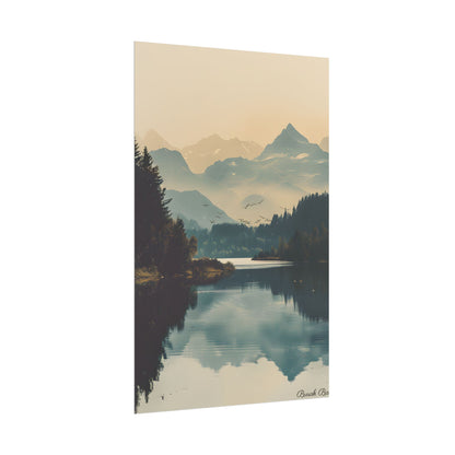 Serene Mountain Lake Aerial: Birds Eye View Artwork - Poster