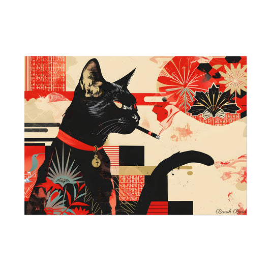 Smoking Cat: Whimsical Feline Moment - Poster