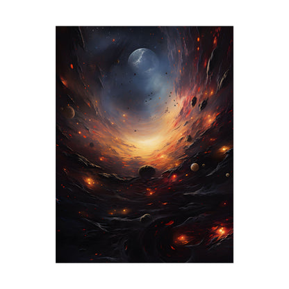 Cosmic Orbit: Six Planets Swirl Around a Black Hole - Poster