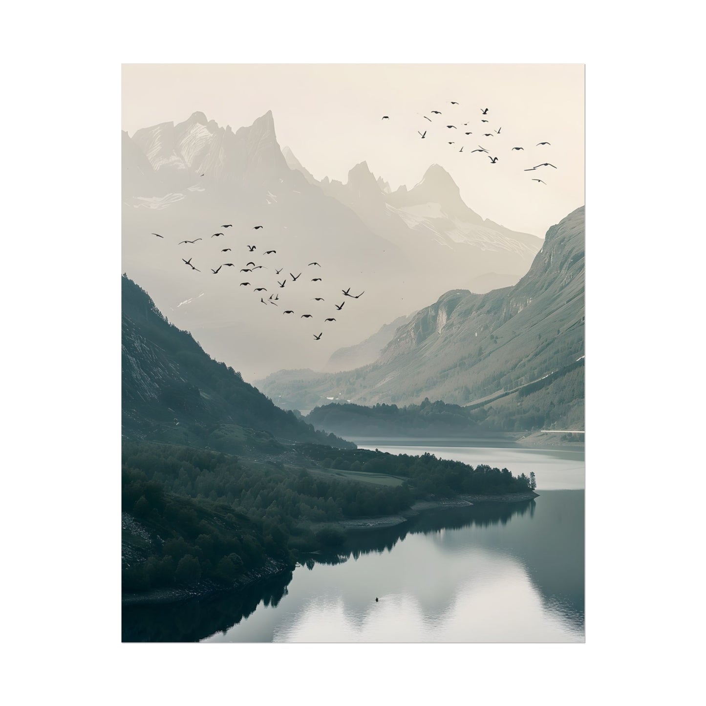 Serene Mountain Lake: A Peaceful Nature Artwork - Poster