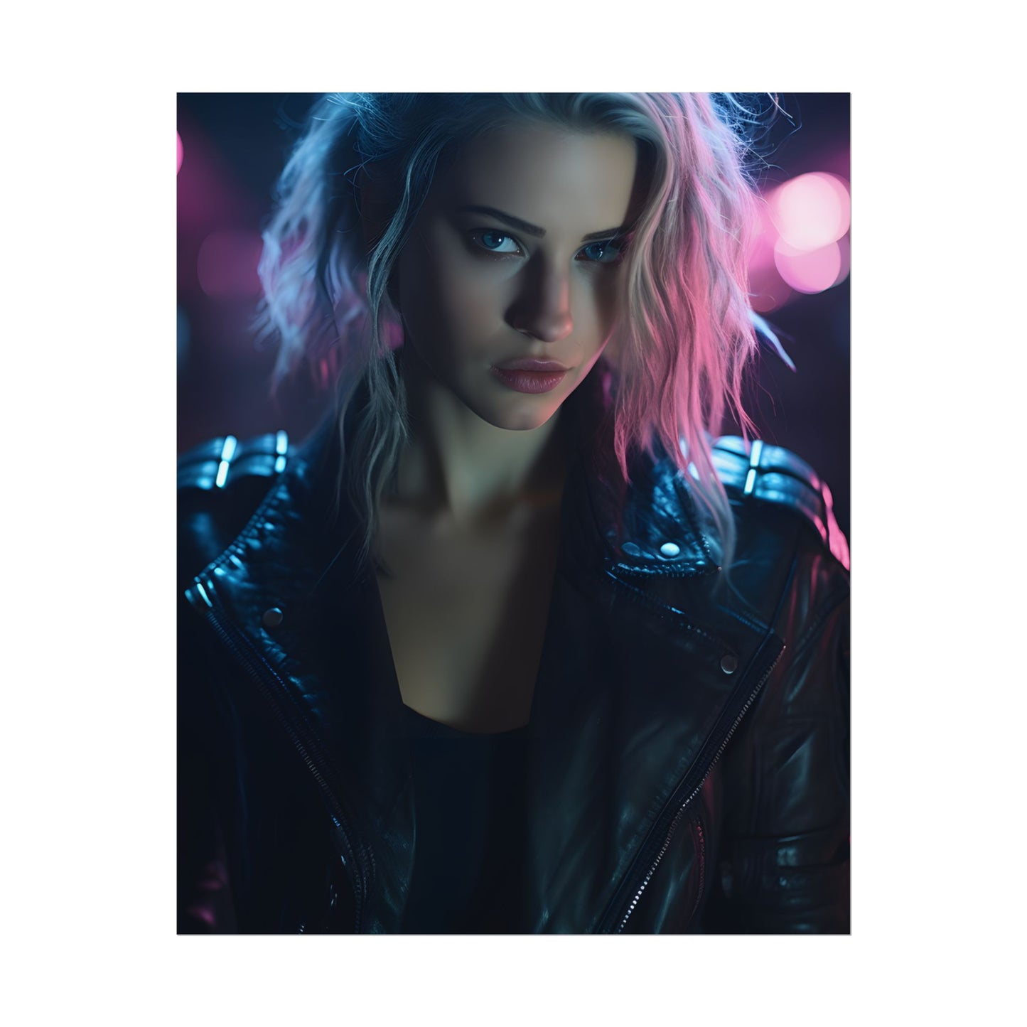 Cyberpunk Teen: Moody Expression Digital Art - Poster