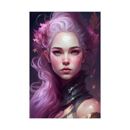 Astonishing Female Portrait with Pink Hair: Dre Artwork - Poster