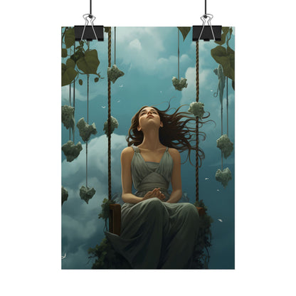 Person at Desk with Laptop: Digital Artwork - Poster
