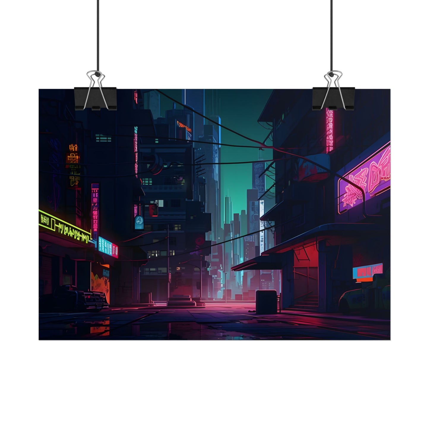 Nightfall in Neo-City: A Melancholic Cyberpunk Scene - Poster