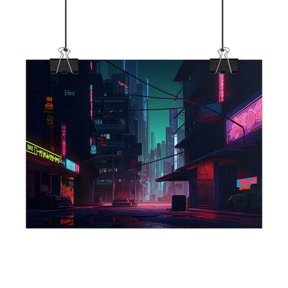 Nightfall in Neo-City: A Melancholic Cyberpunk Scene - Poster
