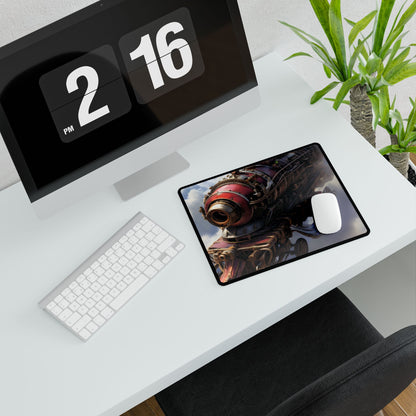 Steampunk Skyliner Thrill: Exciting Race in Flight - Desk Mat