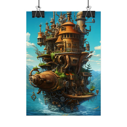 Oceanic Steampunk Treasure Dive: Underwater Adventure Artwork - Poster