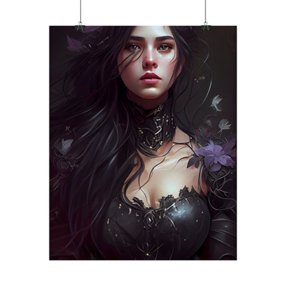 Striking Woman Portrait: Black Hair Artwork - Poster