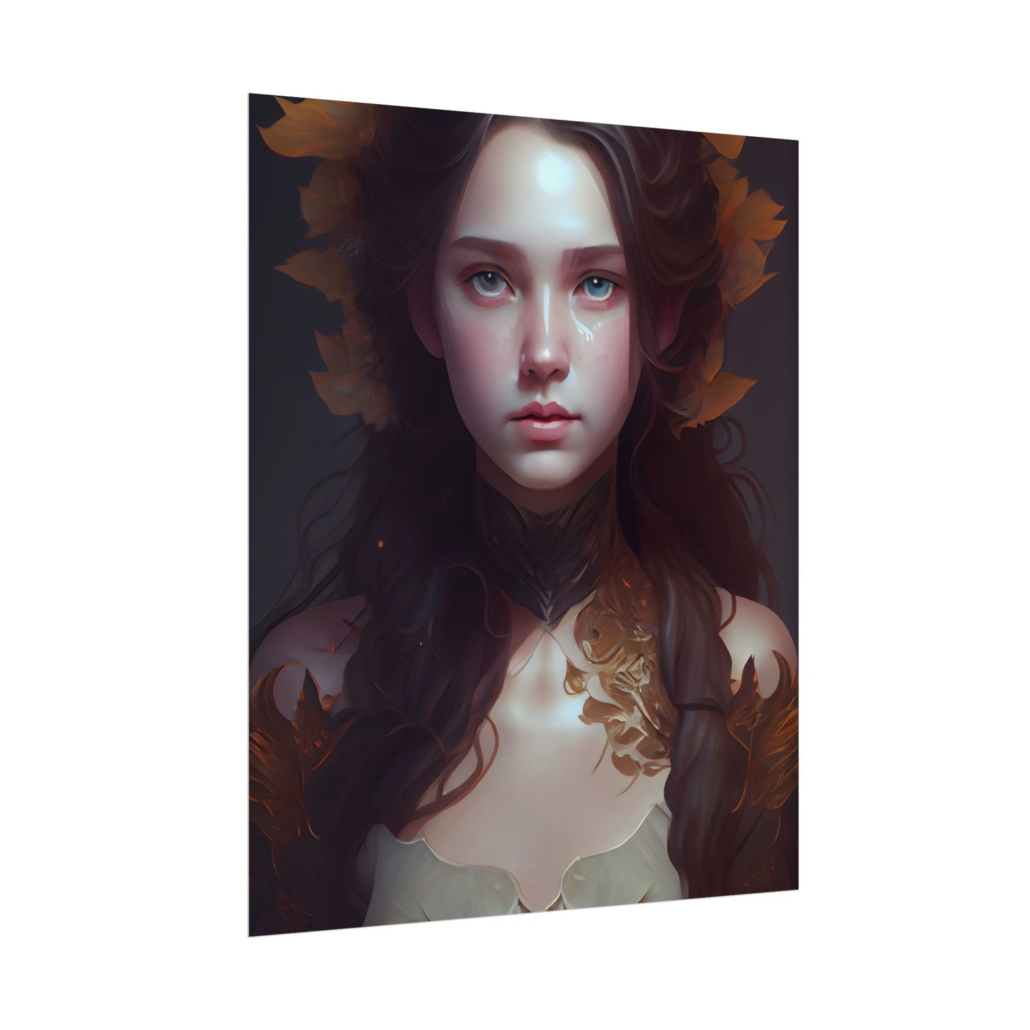 Brown Hair Female Portrait: Artistic Style Digital Art - Poster