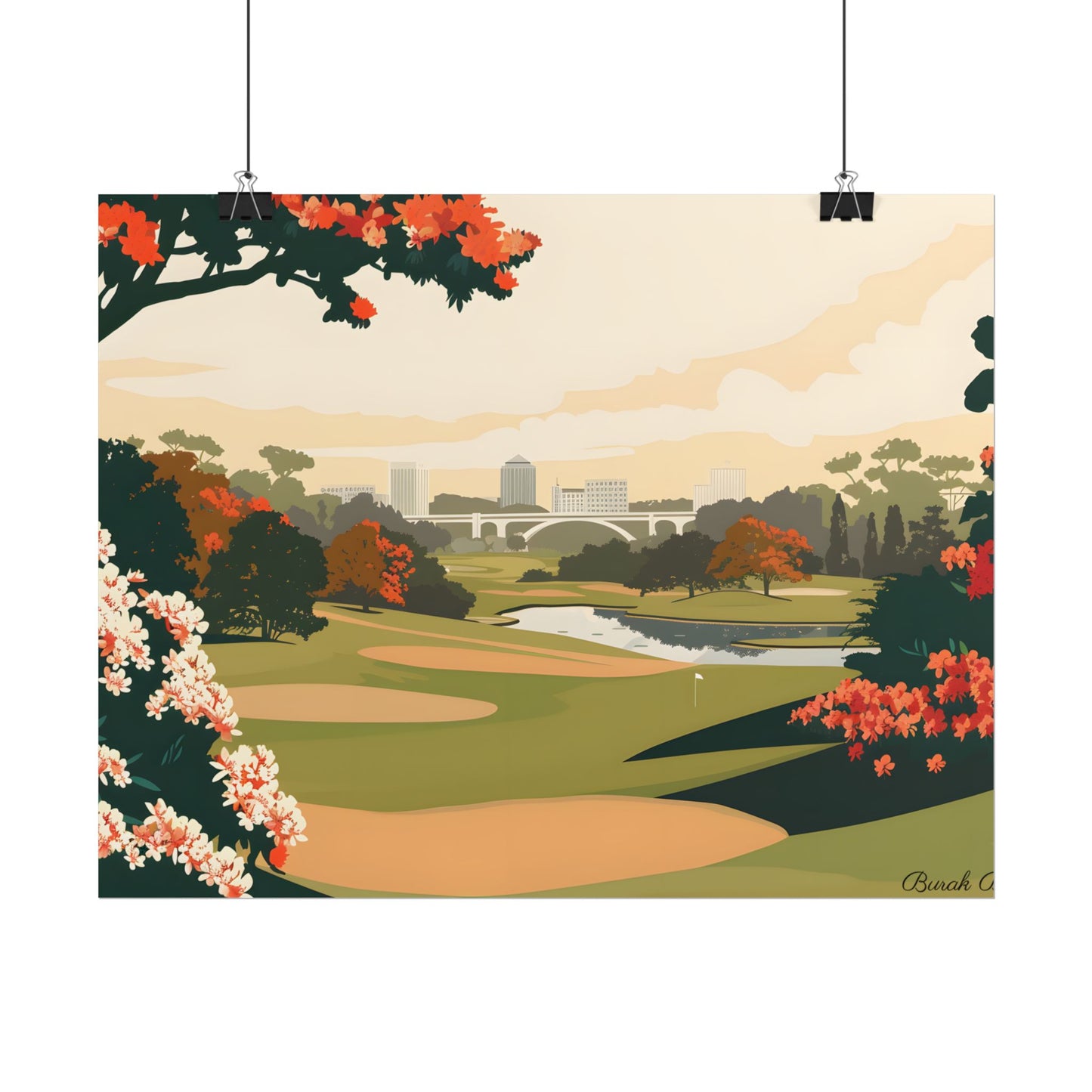 Retro Golf Illustration: Classic Course Art - Poster