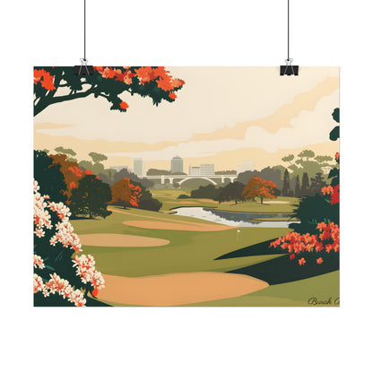 Retro Golf Illustration: Classic Course Art - Poster