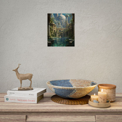 Majestic Desert Oasis: Arabian Nights-Inspired Bird's Eye View - Poster