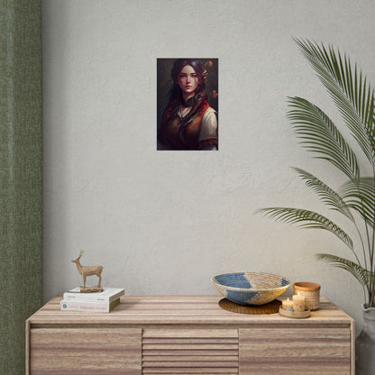 Vibrant Portrait: Brown Hair, Green Eyes Artwork - Poster